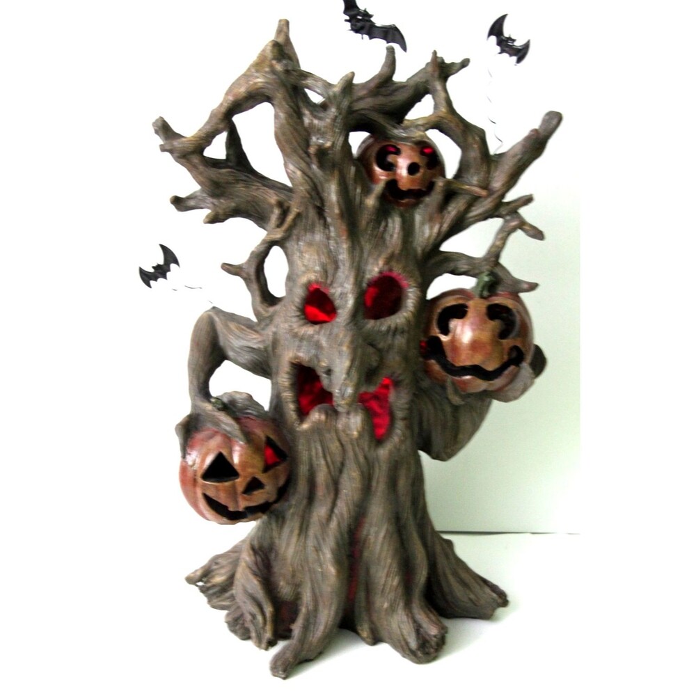 Transpac Resin Light Up Spooky Screaming Tree Bats Halloween Battery 18" Rare - Picture 7 of 8
